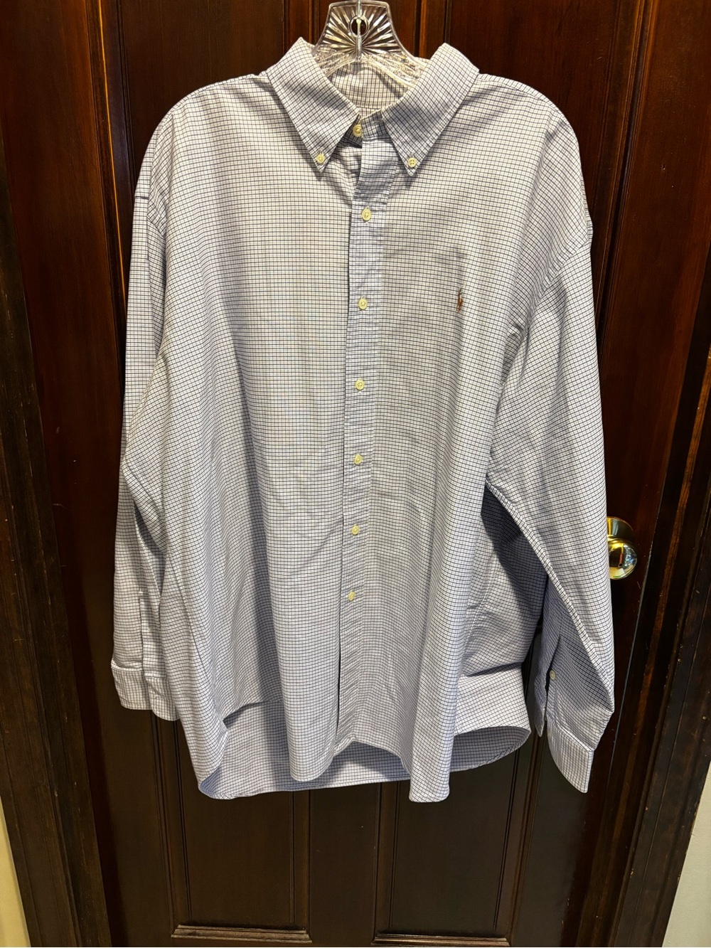 Ralph Lauren Men's Blake Blue and White Micro-Check Button-Down Shirt